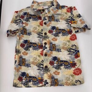 Disney World Kids Mickey Mouse Tiki Surf Tropical Button Down Shirt Small‎ S